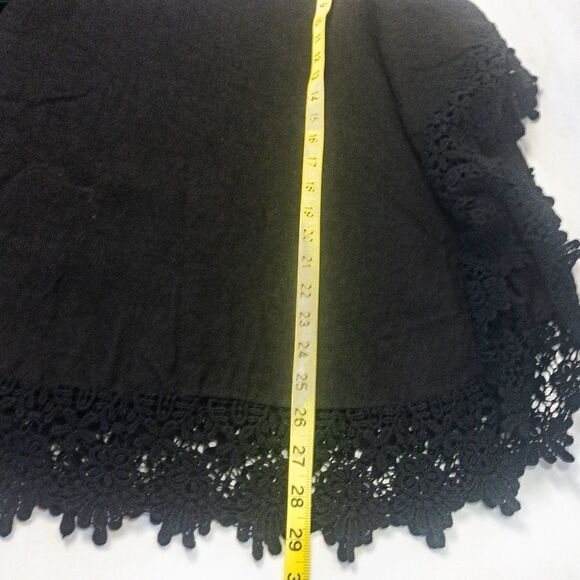 Black Linen Batwing Poncho Top Made in Italy Sz S/M - Picture 8 of 8